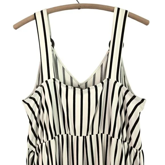 Vibe Sportswear 2X Womens Bue & White Striped Knit Maxi Dress Tie Belt - Picture 5 of 10